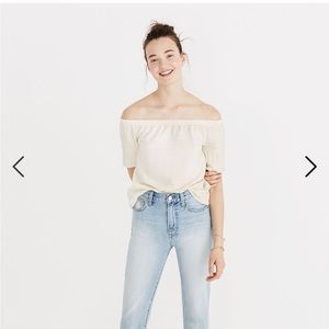 Madewell Off The Shoulder Ribbed Top Cream Off-White Size Large